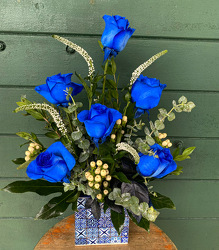 Dads Six Blue Roses from Forever Flowers, flower delivery in St. Thomas, VI