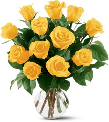 12 Yellow Roses from Forever Flowers, flower delivery in St. Thomas, VI