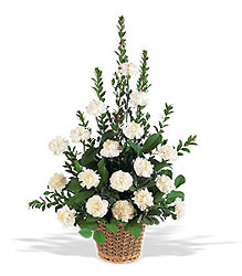 White Simplicity Basket from Forever Flowers, flower delivery in St. Thomas, VI