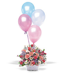Birthday Balloon Basket from Forever Flowers, flower delivery in St. Thomas, VI